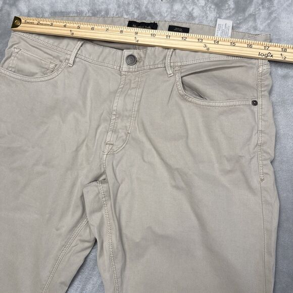Massimo Dutti Men’s Slim Fit Jeans Size 34x33 Khaki Beige 100% Cotton Made in Tu - Picture 2 of 9